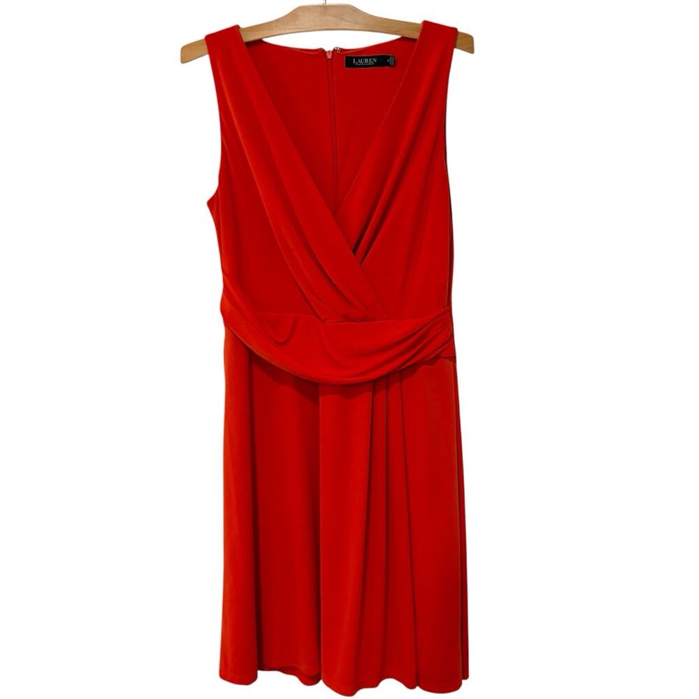 Lauren Ralph Lauren | Dress Sleeveless Orange Knee Length V Neck Classic Size 12